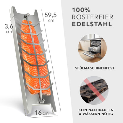 NewHabitat Flammlachsbrett Edelstahl 59,5 cm für Feuerschale & Grill