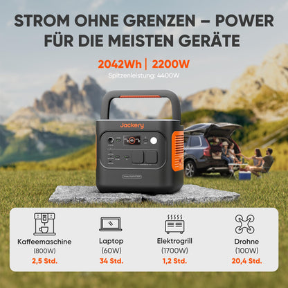 Jackery 2000 v2 Tragbare Powerstation – 200W Solarpanel Set