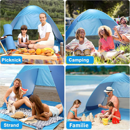 GROWZELT Strandmuschel Pop Up XXL, UV-Schutz 50+, 3-5 Personen