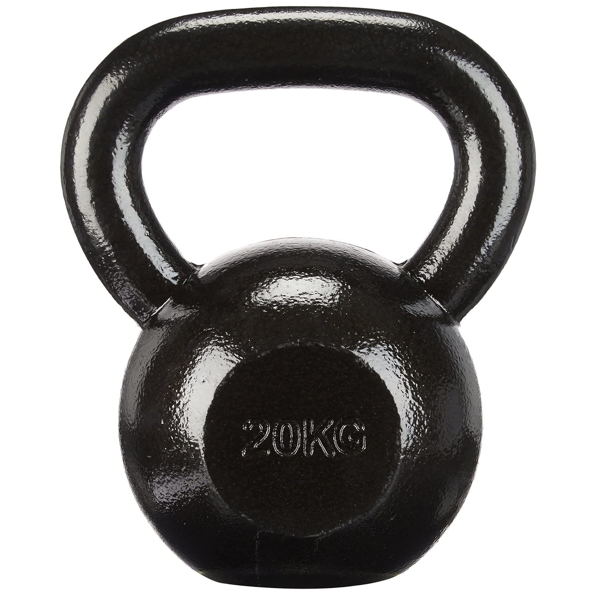 Amazon Basics Gusseisen Kugelhantel – 20 kg Schwarz. Schwarze, kugelförmige Hantel mit Griff für Krafttraining und funktionelle Fitness.