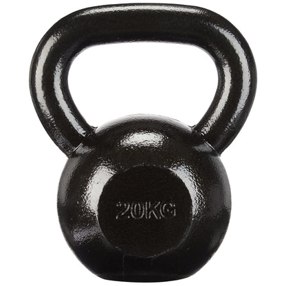 Amazon Basics Gusseisen Kugelhantel – 20 kg Schwarz. Schwarze, kugelförmige Hantel mit Griff für Krafttraining und funktionelle Fitness.