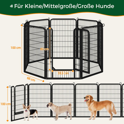 Yaheetech Welpenlaufstall 8-teilig 100cm – Faltbar