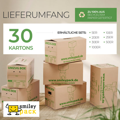 smiley pack Profi Umzugskartons 620 x 300 x 330 mm, 40 kg, 30 Stück