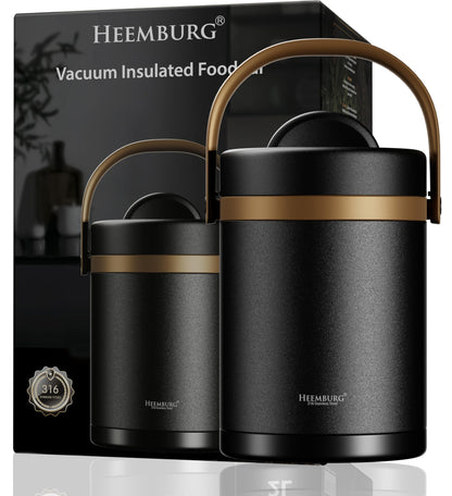 HEEMBURG Thermobehälter aus Edelstahl, 2 L, isolierter Speisebehälter
