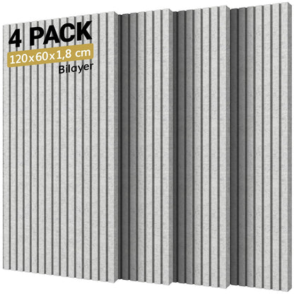 TONOR Akustikpaneele Selbstklebend 120x60cm, 4er-Pack Grau. Akustikpaneele zur Schalldämmung und Nachhallreduzierung in Räumen.