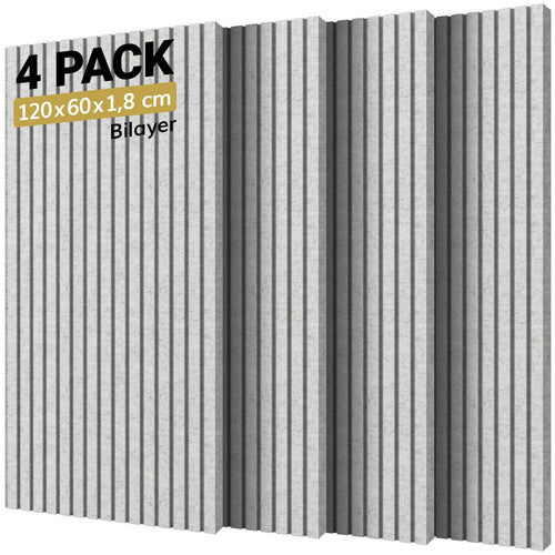 TONOR Akustikpaneele Selbstklebend 120x60cm, 4er-Pack Grau. Akustikpaneele zur Schalldämmung und Nachhallreduzierung in Räumen.