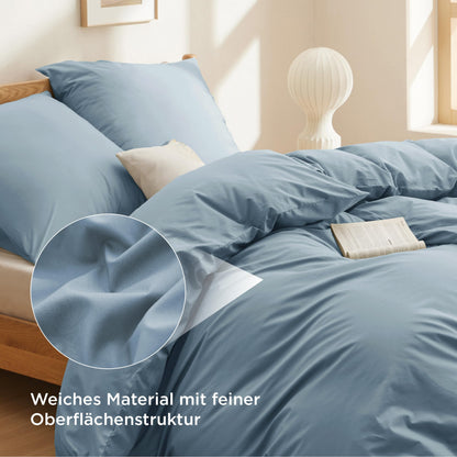 Bedsure Bettwäsche-Set Baumwolle 135x200, 4-teilig, Graublau