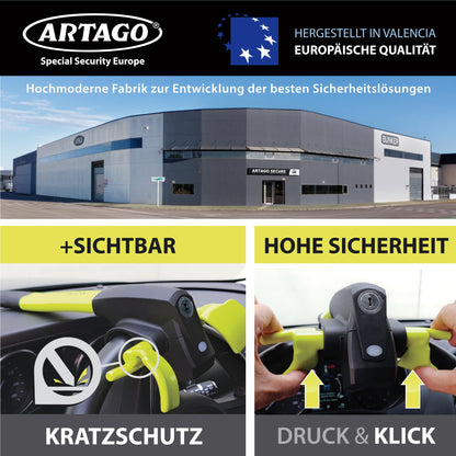 Artago 870 Lenkradkralle 2in1 mit Alarm, 120 dB und LED