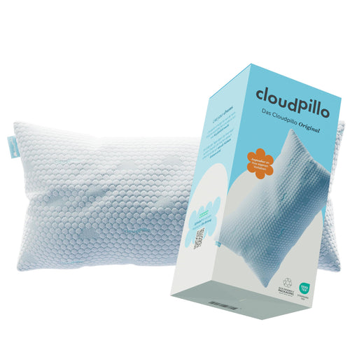 Cloudpillo Ergonomisches Memory-Foam Schlafkissen – 40x80 cm. Rechteckig, weiß. Unterstützt Nacken und Kopf beim Schlaf.