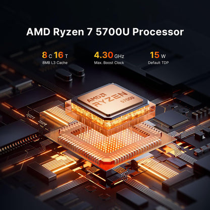 BOSGAME P4 Gaming-PC - Ryzen 7 5700U, 16GB RAM, 512GB SSD
