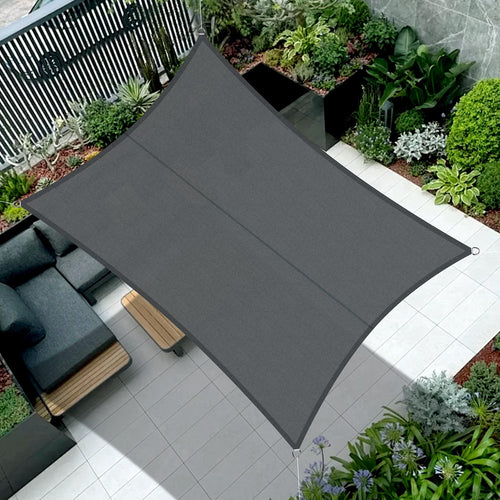 COOL AREA Sonnensegel wasserdicht 4x5 m rechteckig Anthrazit, Gewebe mit Edelstahl-D-Ringen