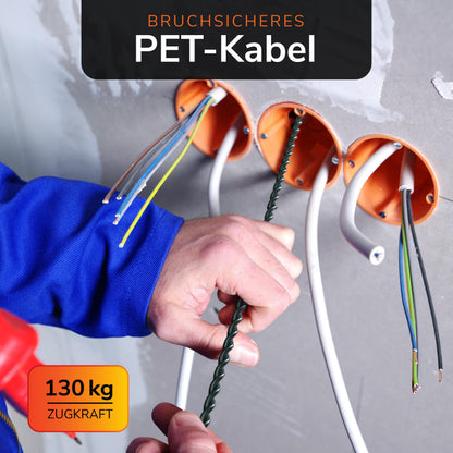 CAPRITOOL Kabeleinziehhilfe 50 m – Einziehfeder mit 5 Adaptern