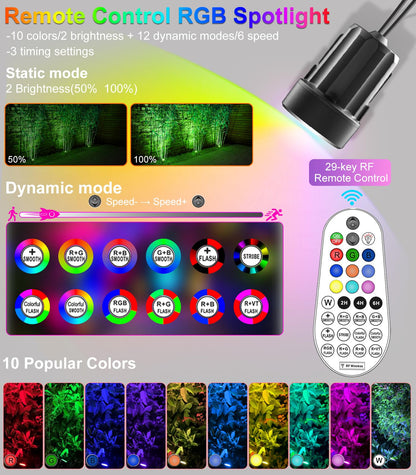 MEIKEE Solarstrahler RGB + Weiss, Gartenleuchte 4 Stück, IP66