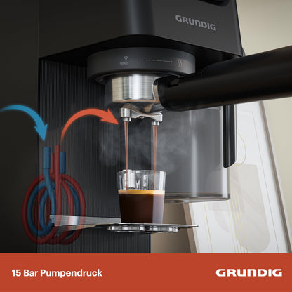 GRUNDIG KSM 5330 Siebträgermaschine mit Milchsystem Dark Inox/Schwarz