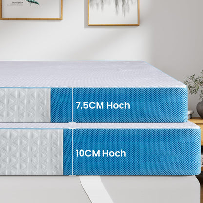 BedStory Gel Topper 200x200 cm 10 cm Gelschaum Matratzentopper H3 H4