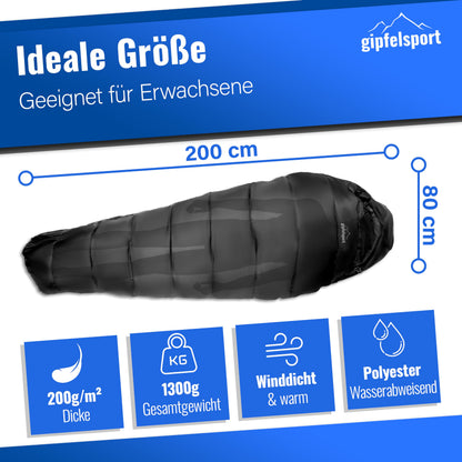 Gipfelsport Ultraleicht Mumienschlafsack - 3 Jahreszeiten -10°C