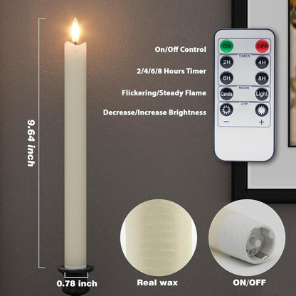 Eldnacele LED-Stabkerzen Echtwachs, wiederaufladbar, 6er-Set mit Timer