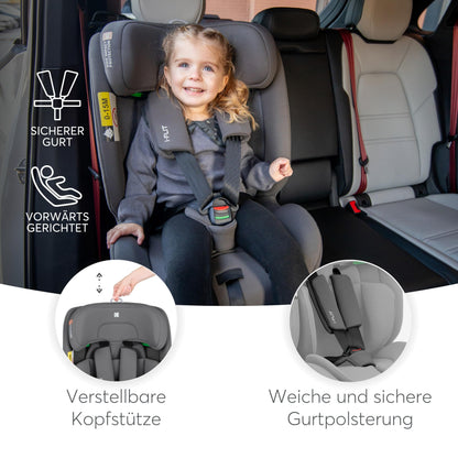 KikkaBoo i-Size i-FLIT Kindersitz ISOFIX 76-150 cm Hellgrau