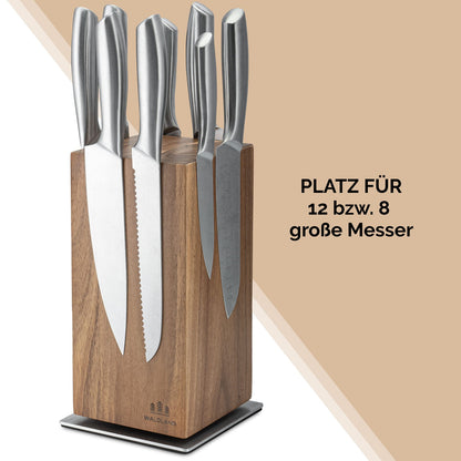 WALDLAND Premium Messerblock magnetisch Akazienholz 360° drehbar – ohne Messer