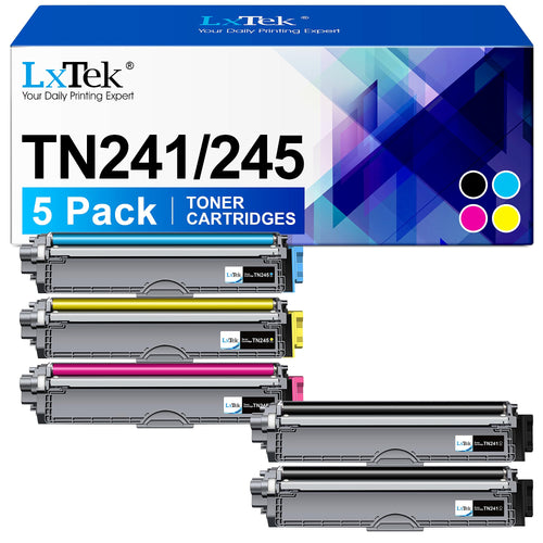 LxTek TN241 TN245 Toner kompatibel für Brother MFC-9332CDW, 5er-Pack – 5 Tonerkartuschen in Schwarz, Cyan, Magenta, Gelb