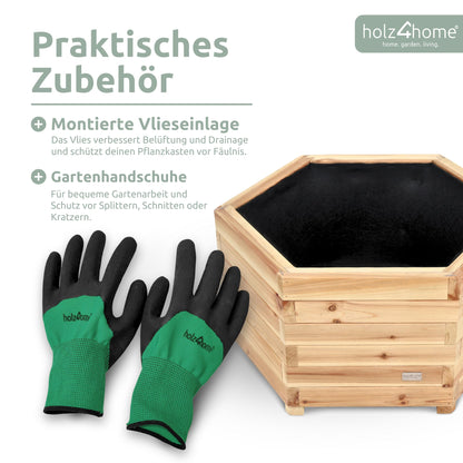 holz4home Pflanzkübel XL aus Tannenholz, sechseckiger Blumenkübel
