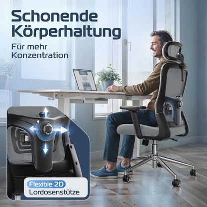 CLOUVOU BrightSeat ergonomischer Bürostuhl mit Wippfunktion bis 135°