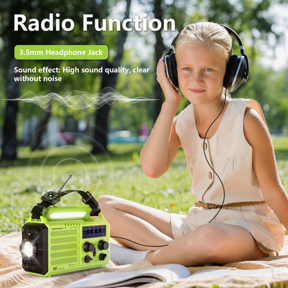 Mesqool Kurbelradio 1009-G, Notfallradio mit Solar und AM/FM/SW