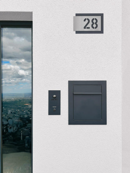 Metzler Hausnummernschild Edelstahl Anthrazit 271 x 175 mm