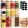 ComSaf Vorratsgläser mit Deckel luftdicht 12er Set 600ml/1L, quadratische Glasbehälter mit Bambusdeckel