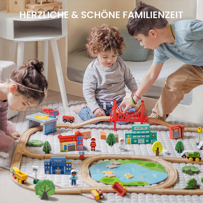 Tiny Land 110-teiliges Holzeisenbahn-Set – Kinderspielzeug