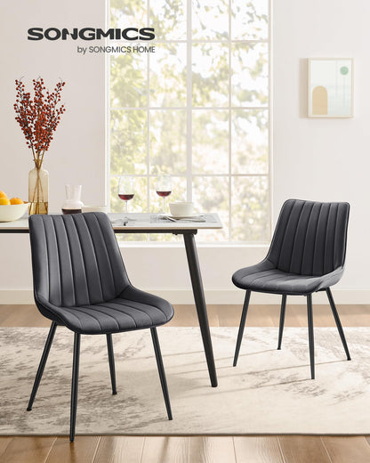 SONGMICS Esszimmerstuhl 2er Set LDC090G05 - Samt Grau-Tintenschwarz