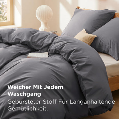 BEDSURE Bettwäsche-Set 135x200 cm Baumwolle 4-teilig Anthrazit