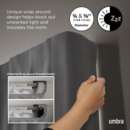 Umbra Twilight Doppel Gardinenstange - 168-365cm Schwarz