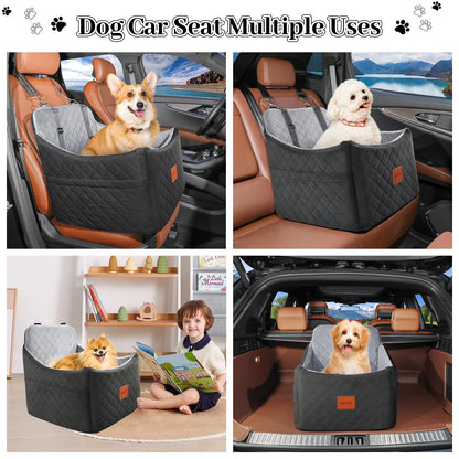 INDYBUD Hunde Autositz Erhöhter Memory-Schaum Sitz - Mittel, Schwarz Grau