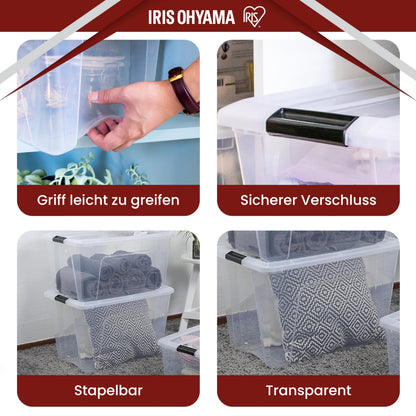 Iris Ohyama Aufbewahrungsbox mit Deckel NTB-60, 60 L, 4er-Set