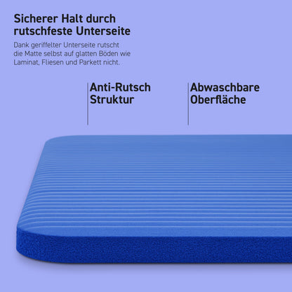MSPORTS Gymnastikmatte Premium NBR 190 x 100 x 1,5 cm Königsblau