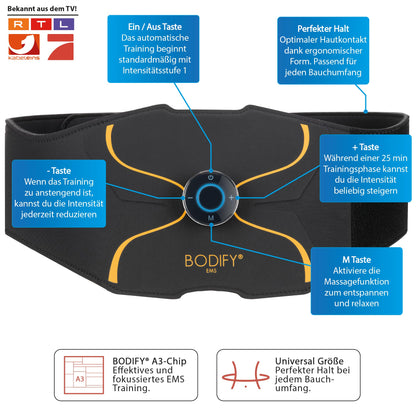 Bodify 3in1 EMS Trainingsset Pro – Muskeltrainer Bauch, Arm, Bein