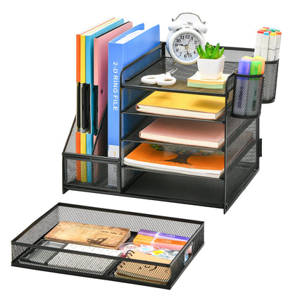 Marbrasse Schreibtisch Organizer mit Briefablage, 5 Ebenen, schwarz