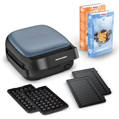 Tefal Snack Collection Sandwich- & Waffeleisen SW8674F0, rechteckig, silber-schwarz. Bereitet Sandwiches und Waffeln zu.