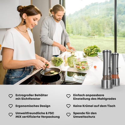 BUTLERBELL Salz- und Pfeffermühle Set mit Keramikmahlwerk