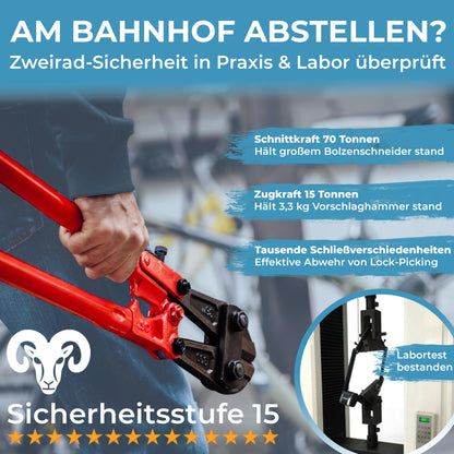 Widder Merkur Faltschloss 99 cm, Sicherheitsstufe 15, mit Halterung