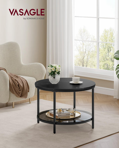 VASAGLE LCT072B58 Couchtisch Glasplatte - Marmorschwarz
