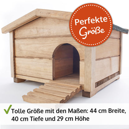 Hecht zooprinz Igelhaus aus Massivholz, winterfest, mit Boden und Dach
