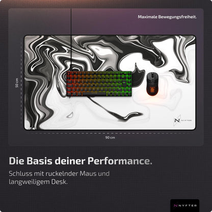 Nyfter Nyfpad XXL Gaming Mauspad 900x500 mm, Weiss-Schwarz