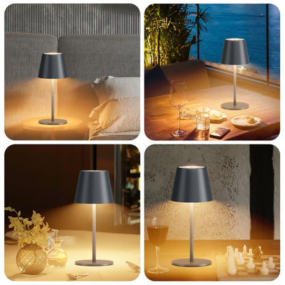 lundwa LED Akku Tischleuchte HT019 dimmbar kabellos 2er-Set Anthrazit