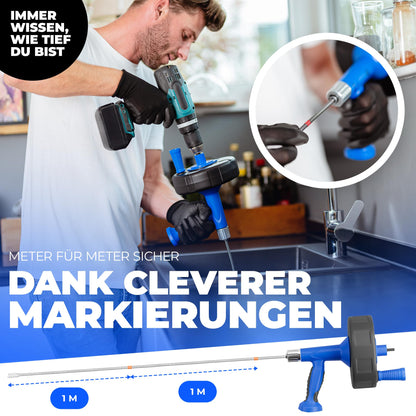 CLEVERWERK Rohrreinigungsspirale 7,5 m mit Schnellspannfutter
