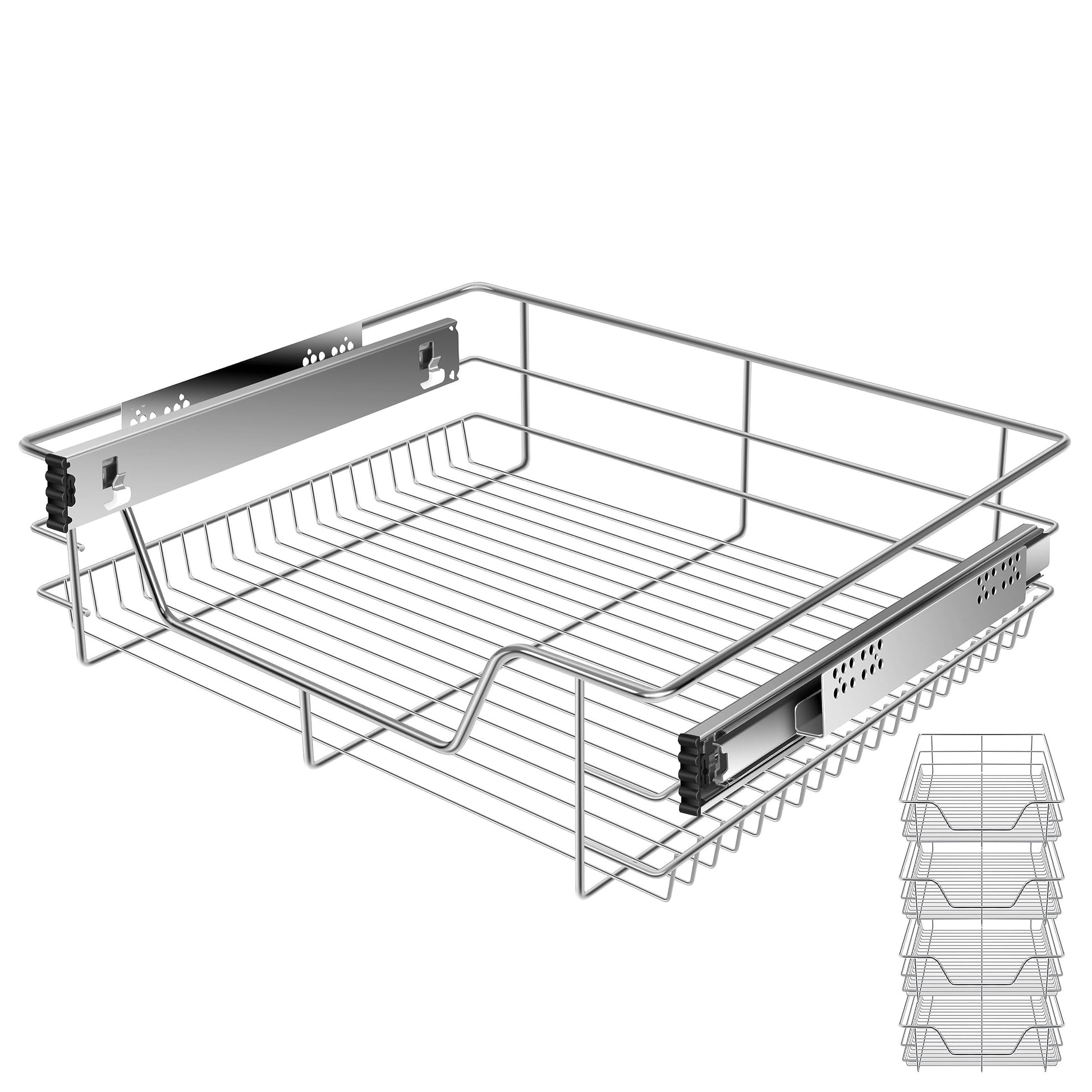 KESSER® Teleskopschublade Vollauszug – 4er Set 60 cm. 4 silbergraue Kugellagerschienen. Für 100% Schubladenauszug in Möbeln.