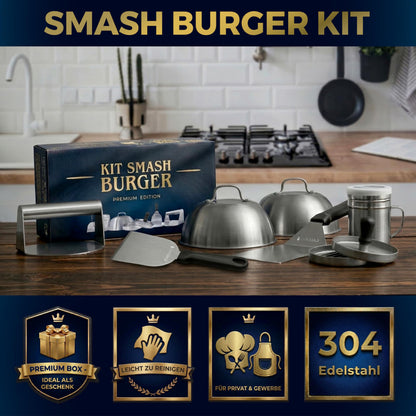 COARJAP Smash Burger Set 7-teilig, Edelstahl 304 mit Burgerpresse