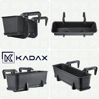 KADAX Blumenkasten 60 cm 4er Set Balkonkasten Kunststoff Anthrazit