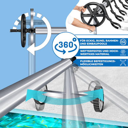 KESSER Pool Premium Aufrollsystem 3-5.7m – mit Rädern für Solarplane